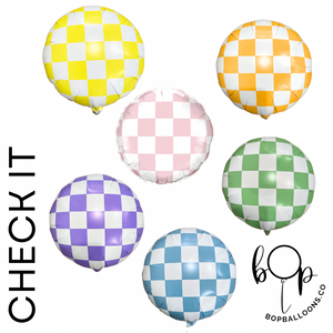 Check It: Lime Green and White Checkered Balloon