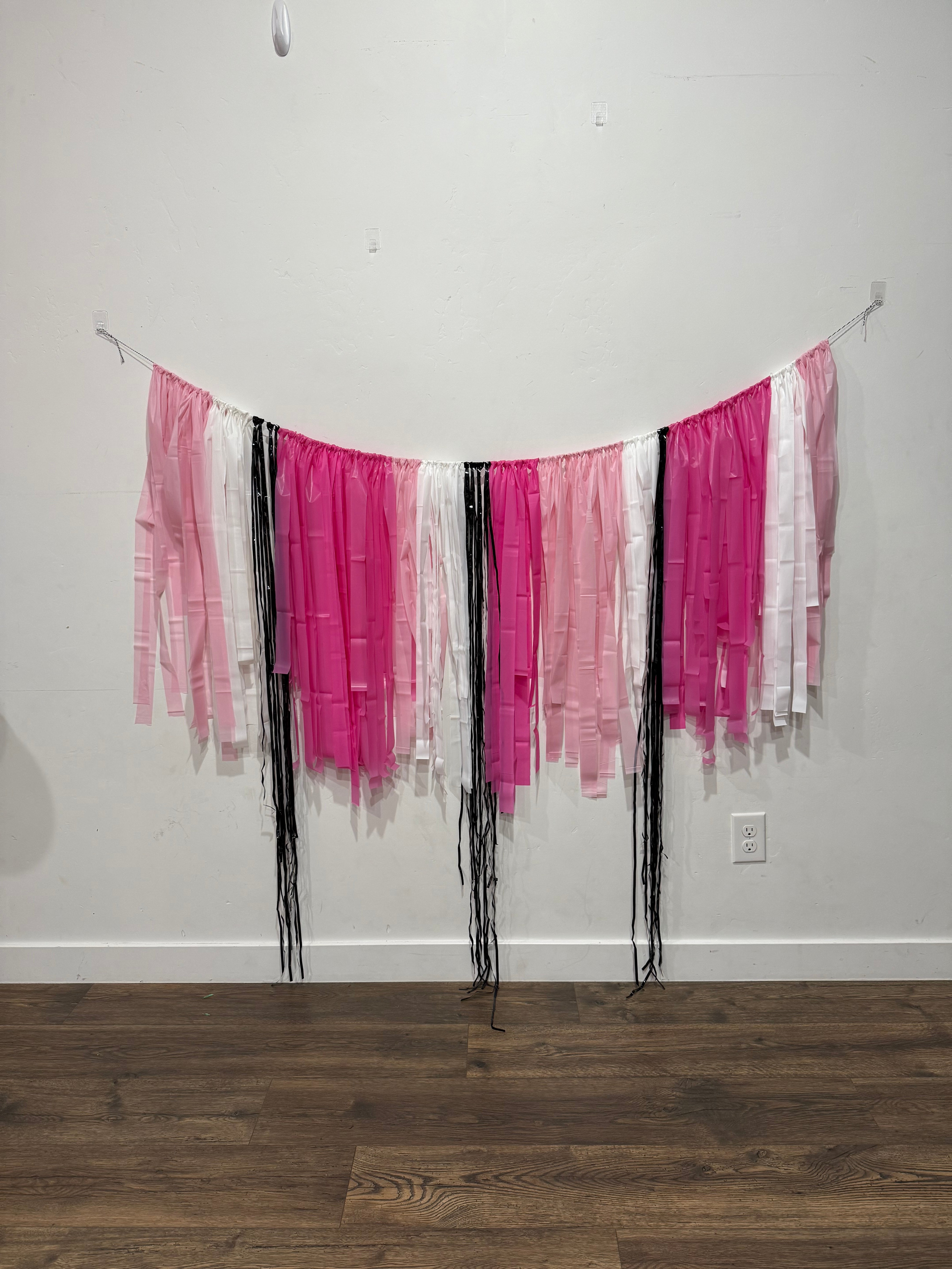 FRINGE BACKDROP Light Pink, White, Hot Pink, Black