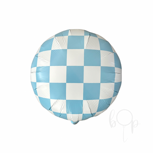 Check It: Light Blue and White Checkered Balloon