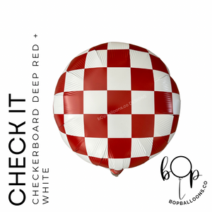 Check It: Deep Red and White Checkered Balloon