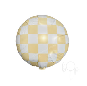 Check It: Tan/ Peach Blush/ Creamsicle and White Checkered Balloon