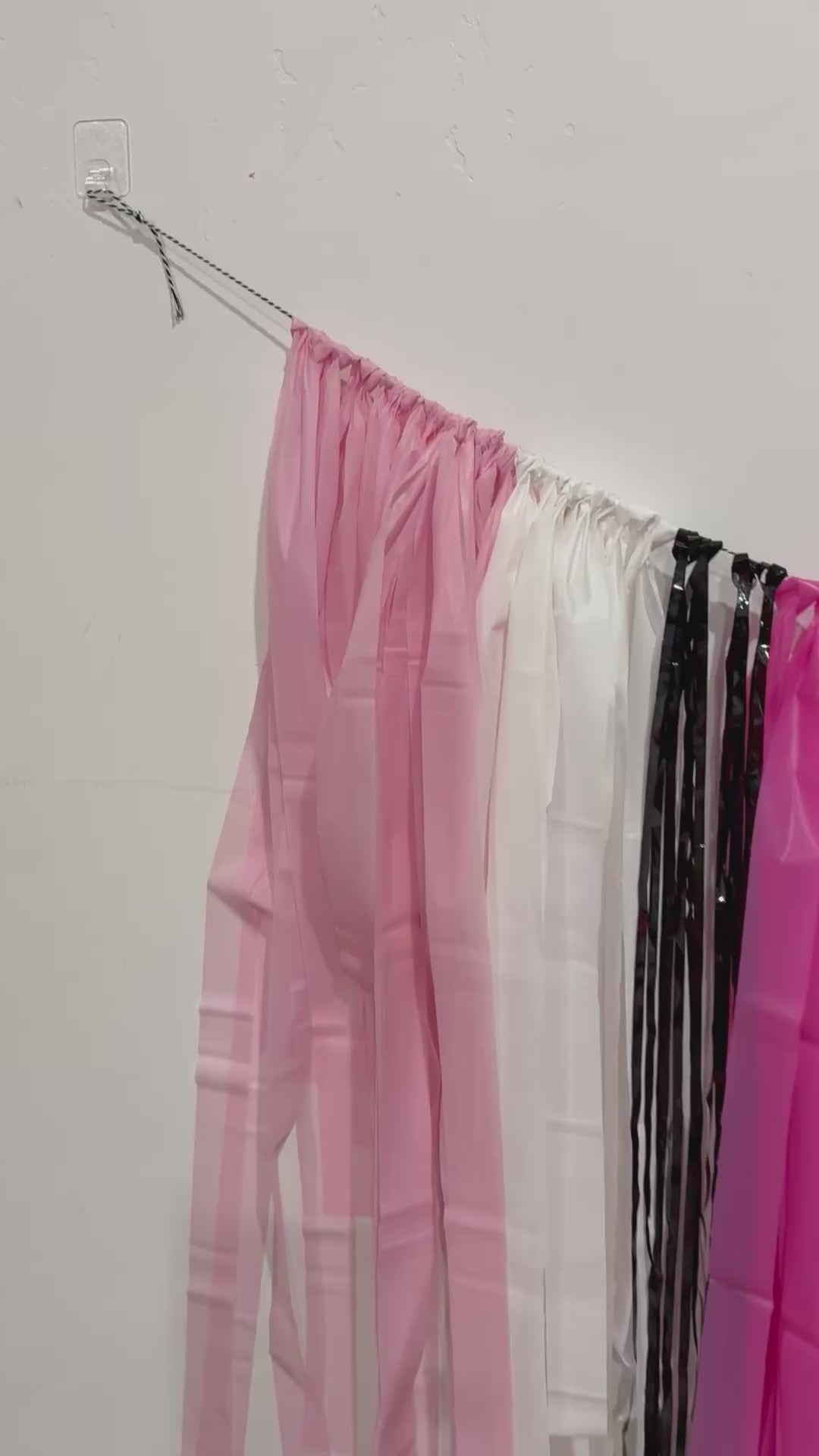 FRINGE BACKDROP Light Pink, White, Hot Pink, Black
