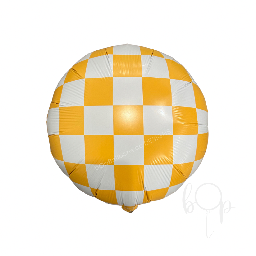Check It: Goldenrod and White Checkered Balloon – bOp Balloons
