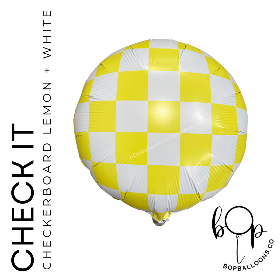 Check It: Lemon and White Checkered Balloon