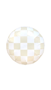 Check It: Cream/ White Sand/ Matte Beige and White Checkered Balloon