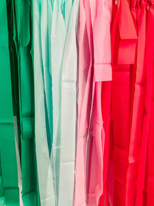 FRINGE BACKDROP Red, Green, Light Pink, Mint