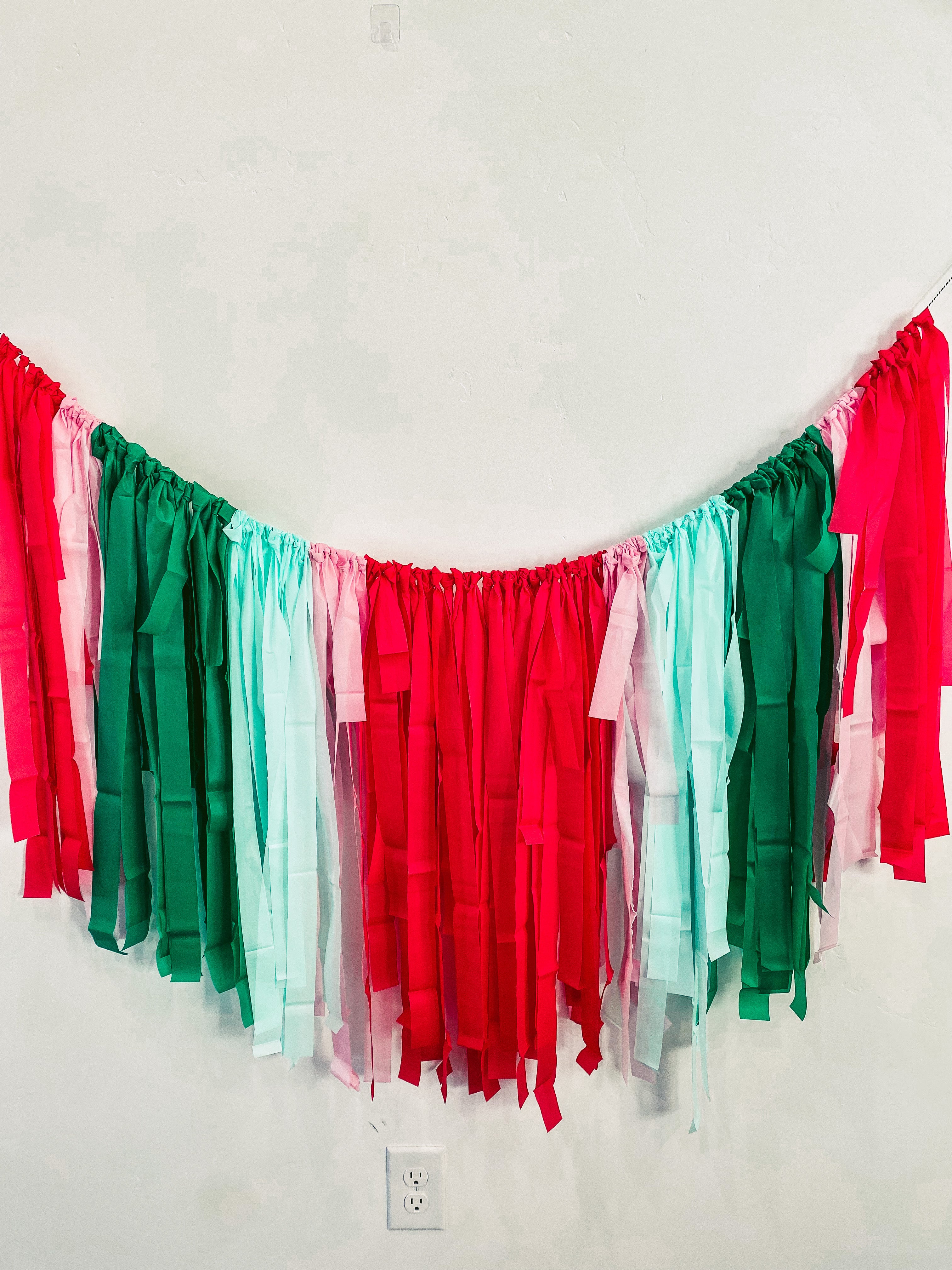 FRINGE BACKDROP Red, Green, Light Pink, Mint