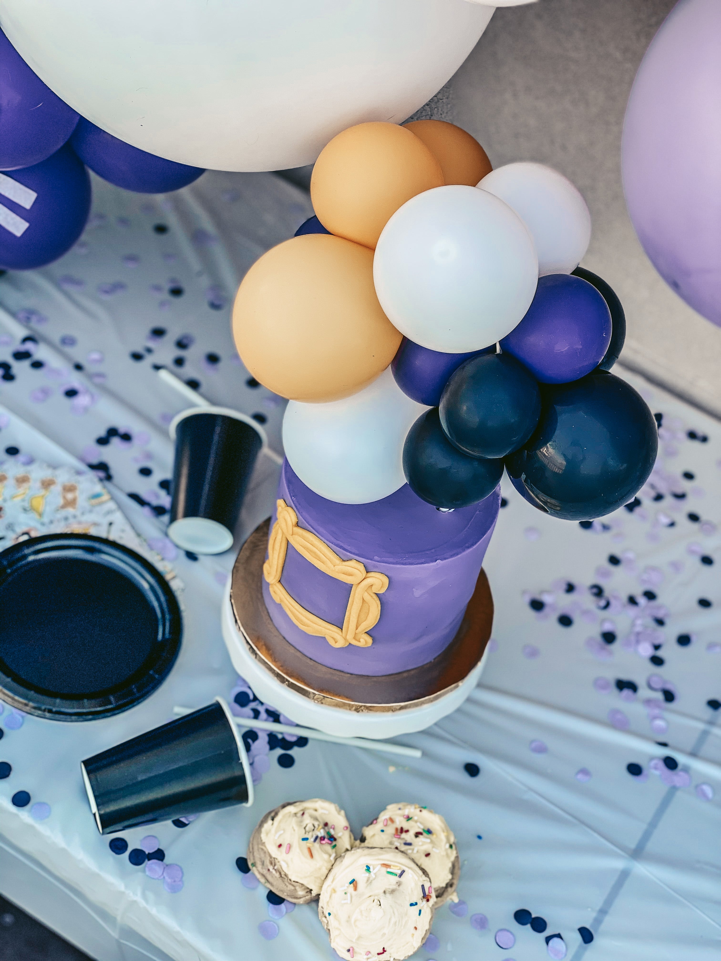 Balloon Cake Topper Kit Purple Blue Chrome