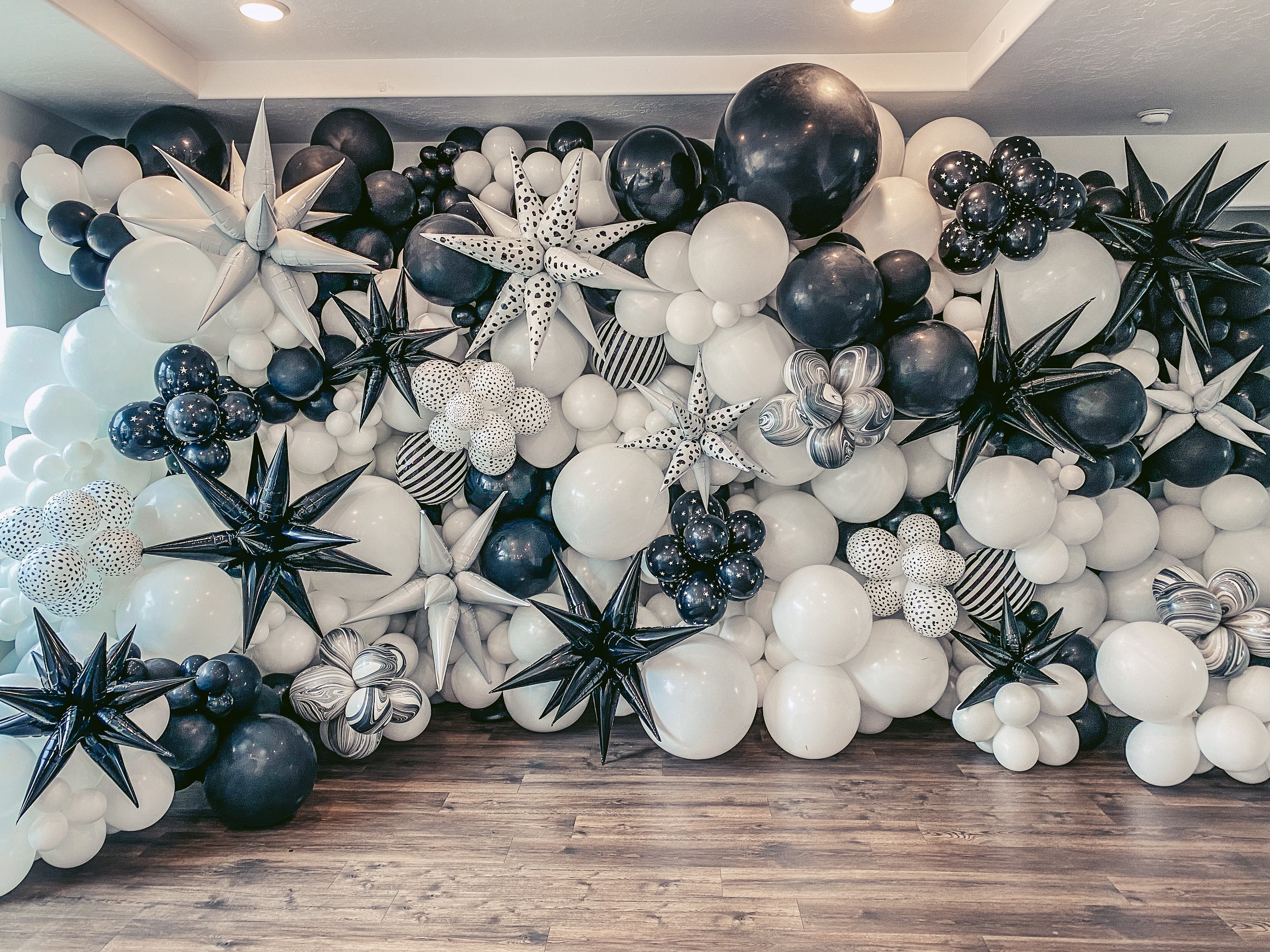 black and white balloon wall | www.mybigletters.com